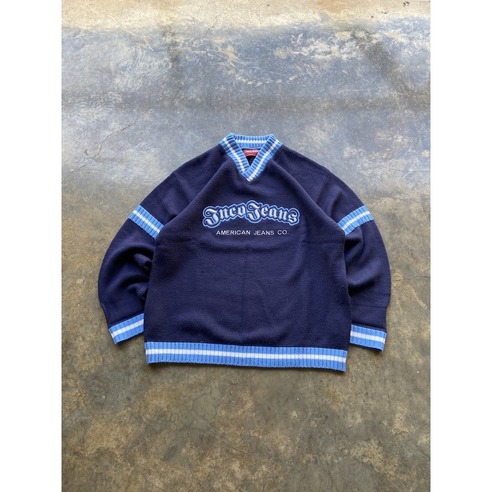 Vintage '01 Y2K Jnco Jeans Acrylic Knit Cricket Sweater Men's XL Skate Baggy 90s